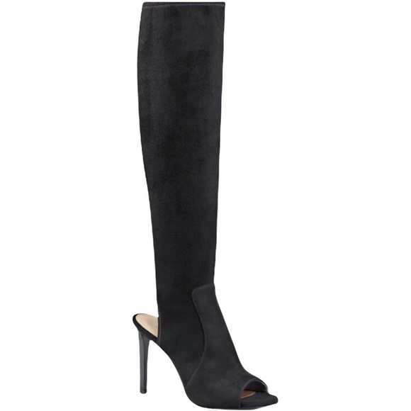 Nine West Lettie Knee High Peep Toe Boot Size 7 1/2 - Picture 2 of 10